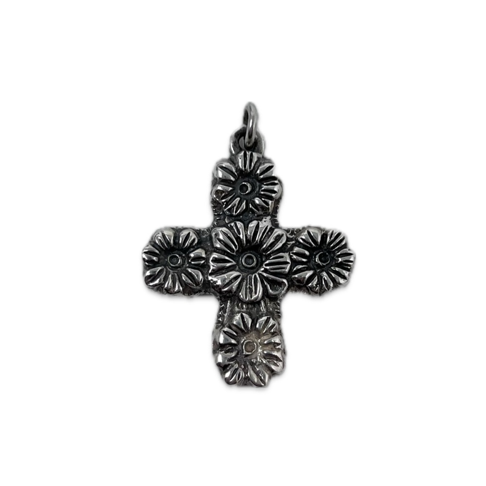 ✝️♥️Vintage♥️✝️ Sterling Silver Floral 925 Cross Pendant/Religious Jewelry